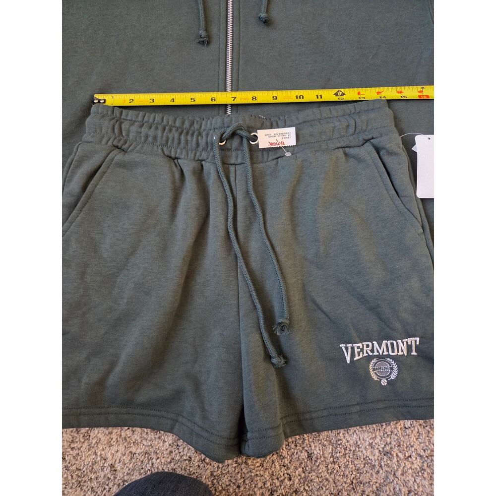 NWT Womans Vermont Lounge Set Dark Green Zip Up Hoodie & Shorts Set Size Med. - Picture 4 of 12